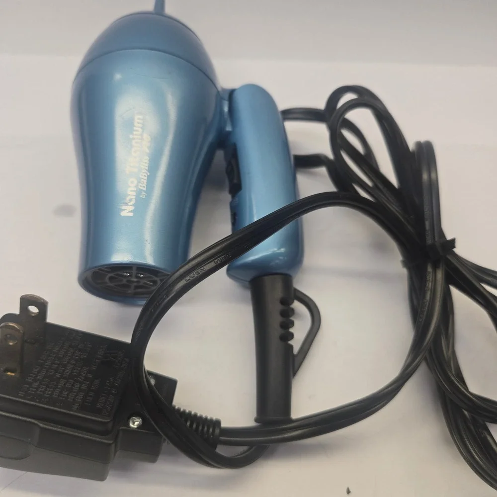 BaBylissPRO Nano Titanium Travel Hair Dryer Blue Folding Handle Dual Voltage‎
